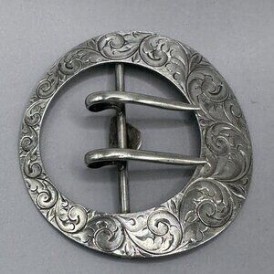 Sash Slide Belt Buckle Victorian Etched Scrolls R Blackinton Co Sterling Silver